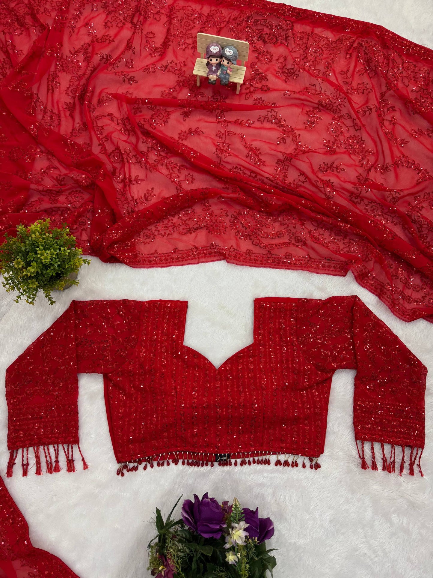 Superhit Georgette Embroidered Saree with Ready Blouse!-ST- 488 💃