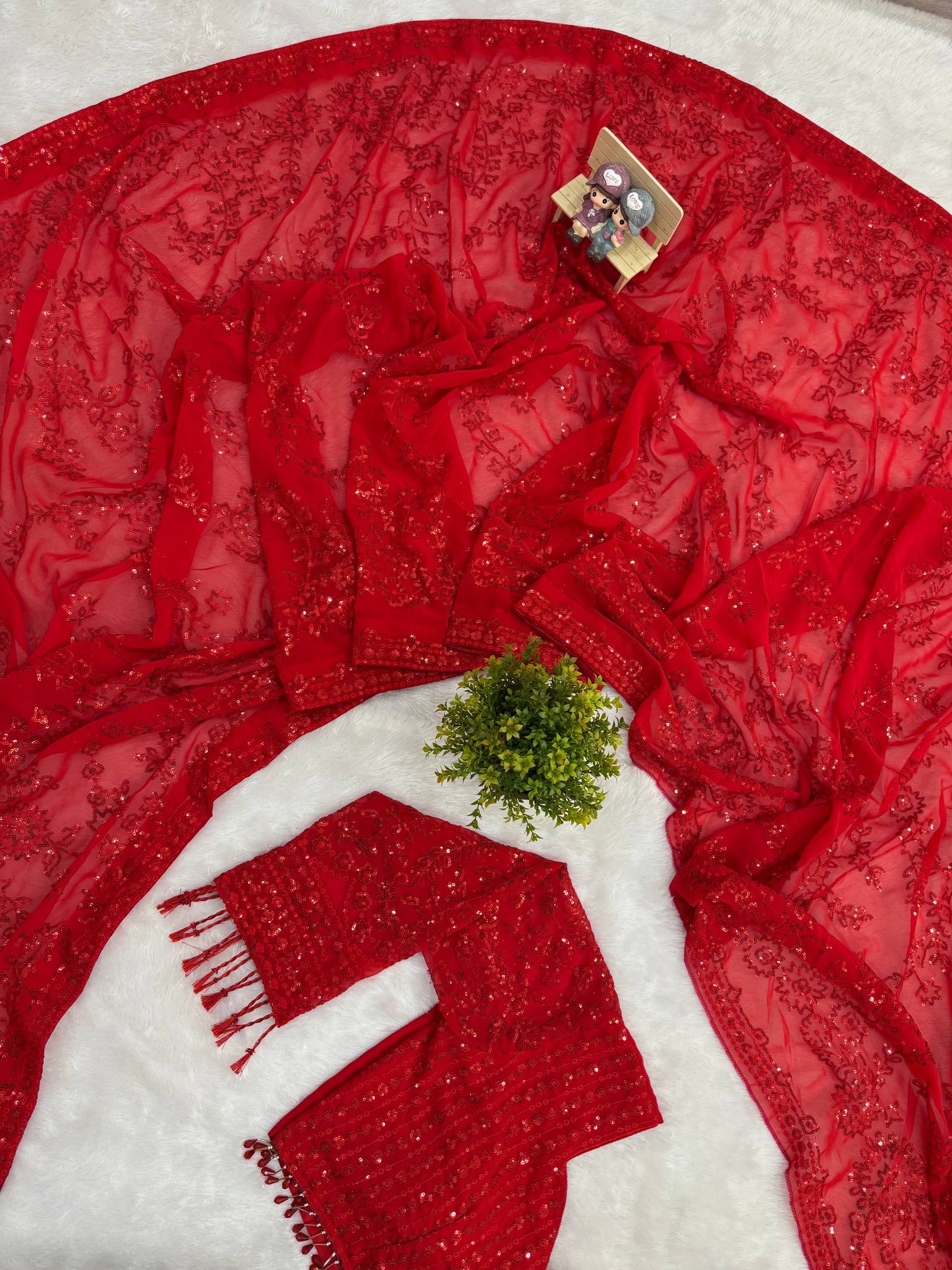 Superhit Georgette Embroidered Saree with Ready Blouse!-ST- 488 💃