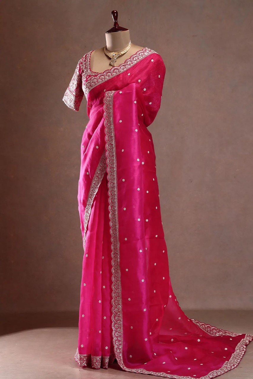 ✨ Elegant Tibby Silk Sequin Saree ✨
