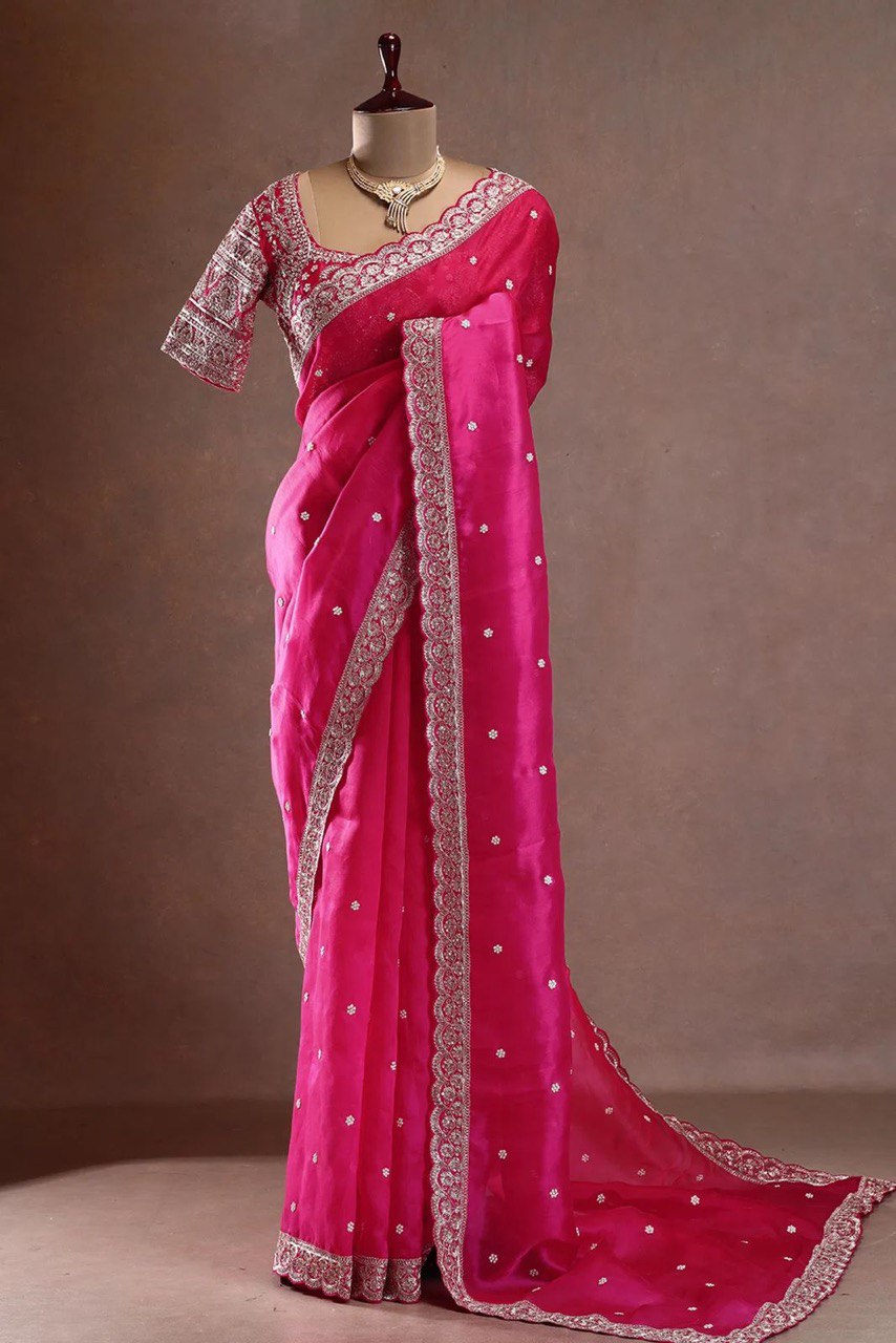 ✨ Elegant Tibby Silk Sequin Saree ✨