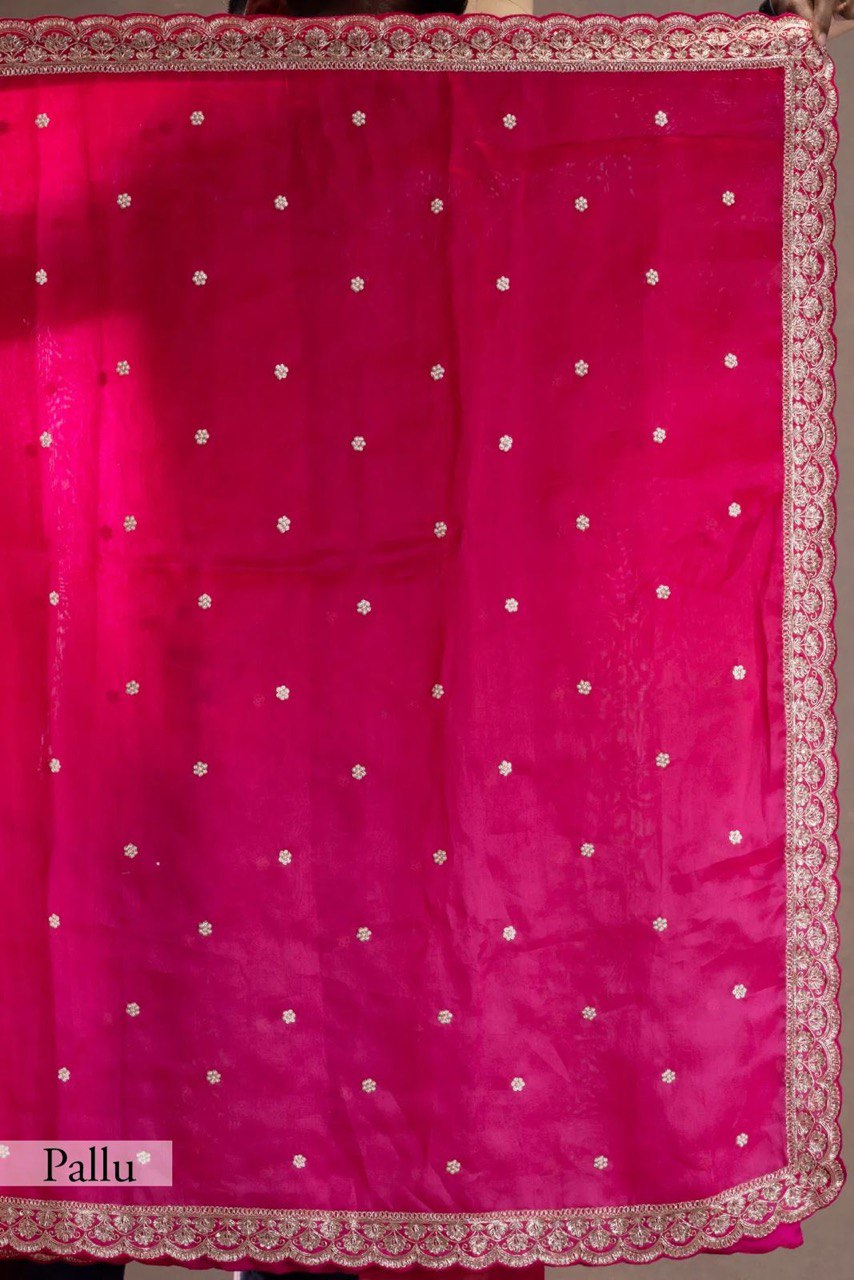 ✨ Elegant Tibby Silk Sequin Saree ✨