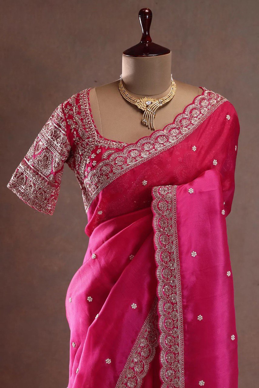✨ Elegant Tibby Silk Sequin Saree ✨