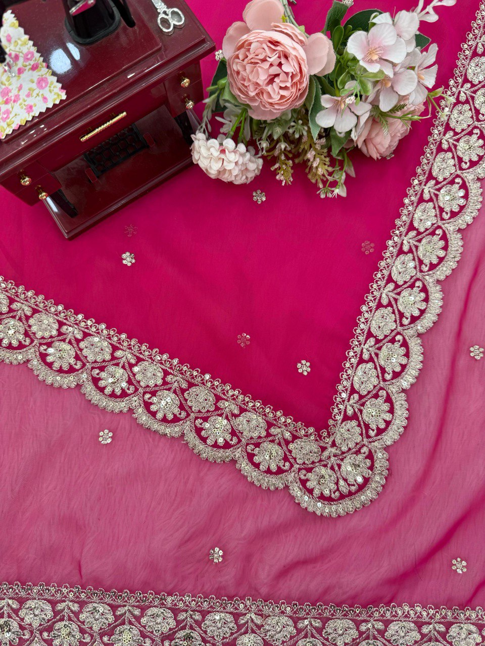 ✨ Elegant Tibby Silk Sequin Saree ✨