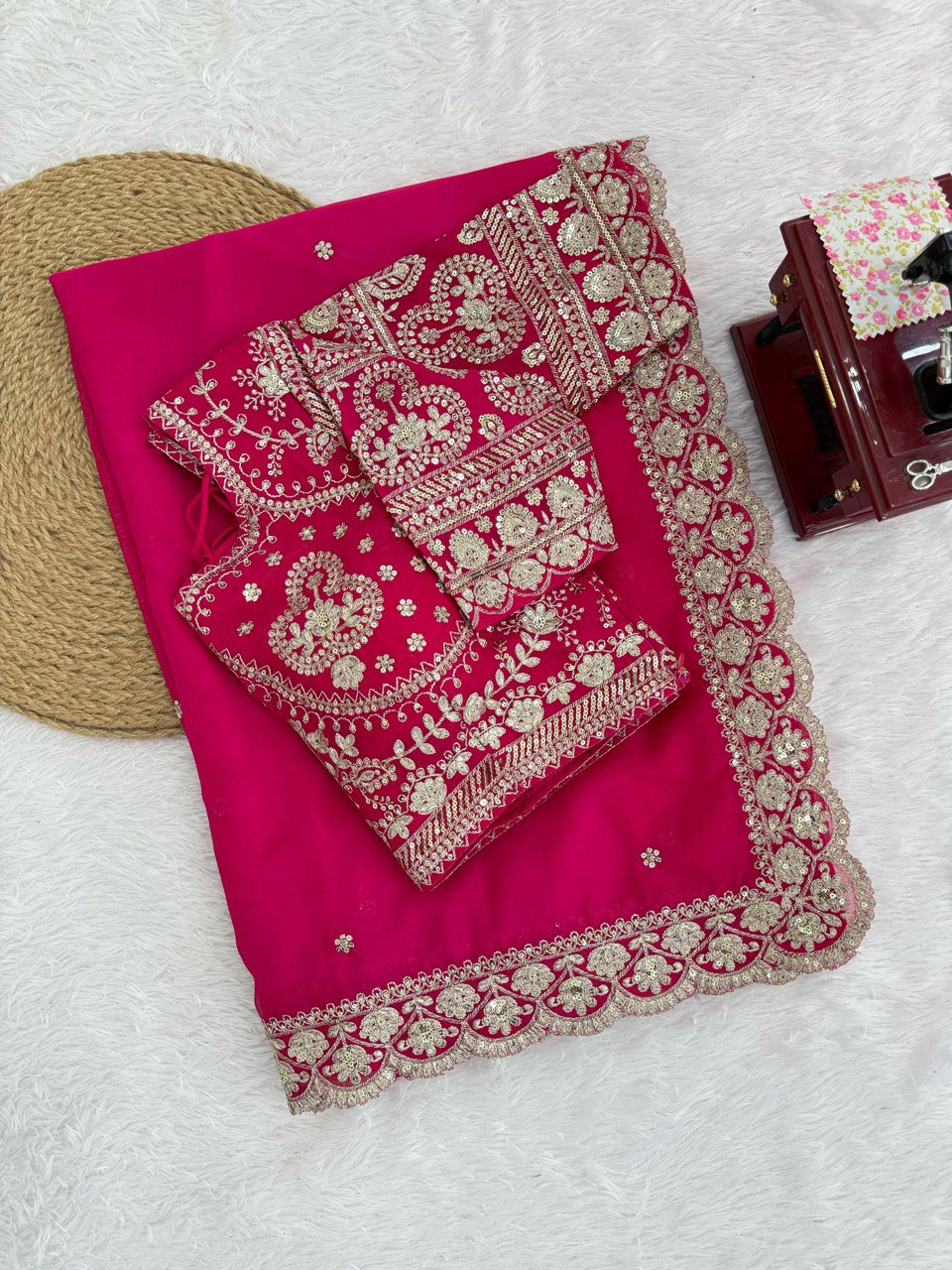 ✨ Elegant Tibby Silk Sequin Saree ✨