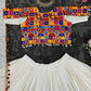 🌸 Royal Reverie: Reyon 3-Piece Semi-Stitched Lehenga Set with Elegant Mirror & Thread Work