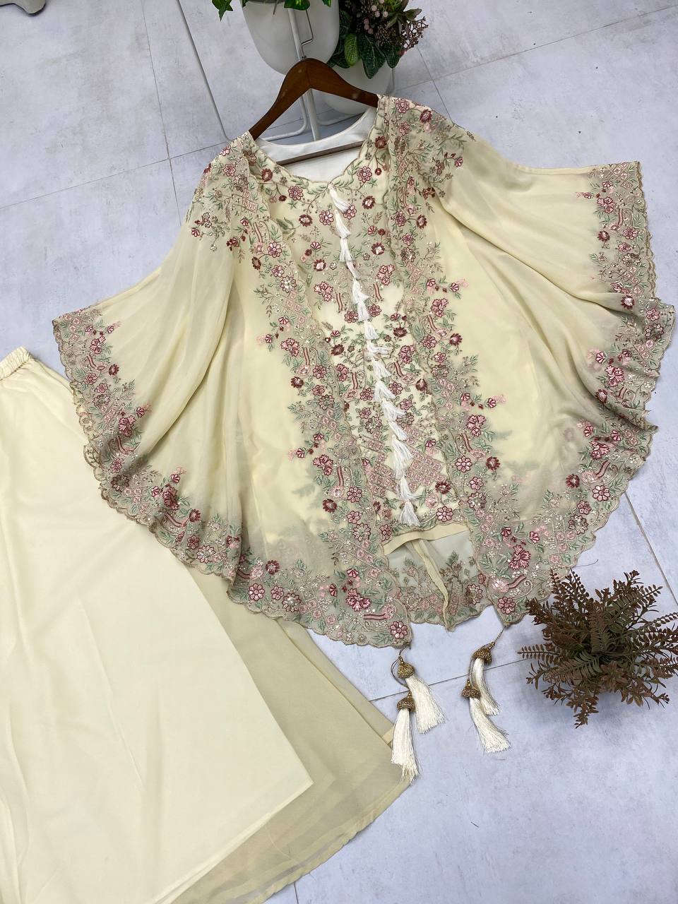 Trendy 3-Piece Kurta Plazzo Suit Set with Shrug-BE-406 ✨ 💃🌸