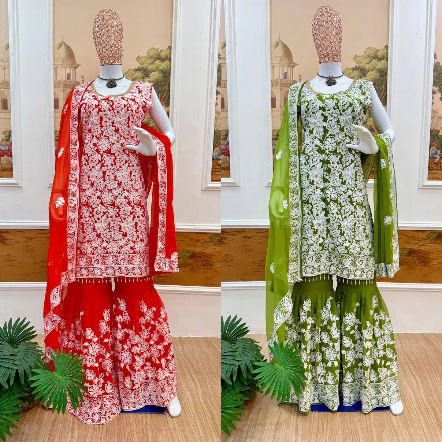 Festival Special Georgette Sharara Suit – Heavy Embroidery!-ST-1132 💃