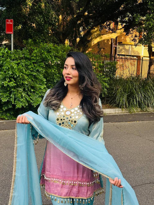 💫✨ EXCLUSIVE PRINTED CRAPE SILK 3-PIECE PLAZO SET-LG-2008 ✨💫