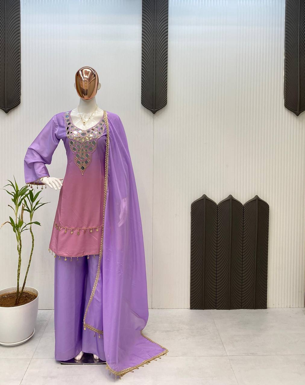 💫✨ EXCLUSIVE PRINTED CRAPE SILK 3-PIECE PLAZO SET-LG-2008 ✨💫