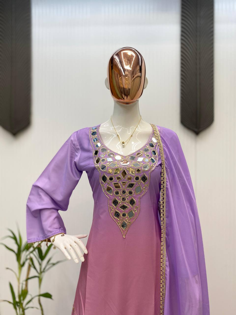 💫✨ EXCLUSIVE PRINTED CRAPE SILK 3-PIECE PLAZO SET-LG-2008 ✨💫