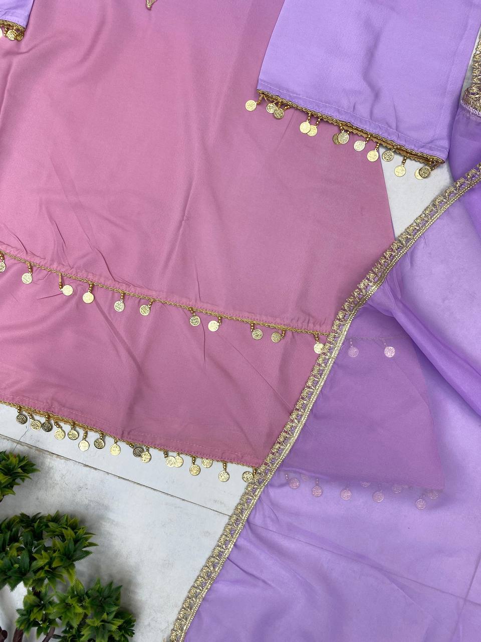 💫✨ EXCLUSIVE PRINTED CRAPE SILK 3-PIECE PLAZO SET-LG-2008 ✨💫