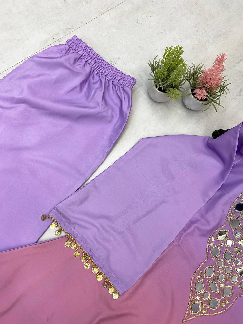 💫✨ EXCLUSIVE PRINTED CRAPE SILK 3-PIECE PLAZO SET-LG-2008 ✨💫