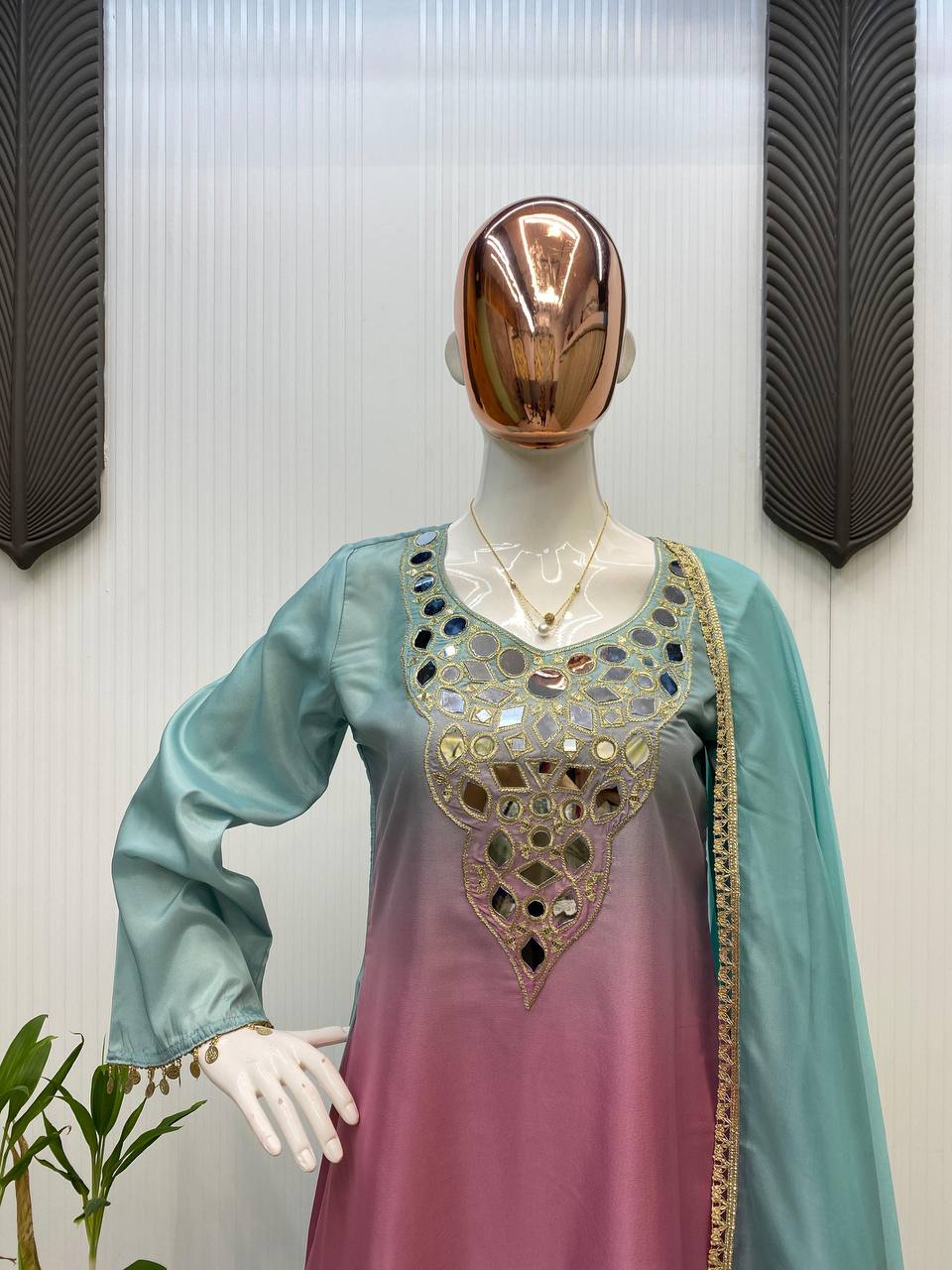 💫✨ EXCLUSIVE PRINTED CRAPE SILK 3-PIECE PLAZO SET-LG-2008 ✨💫