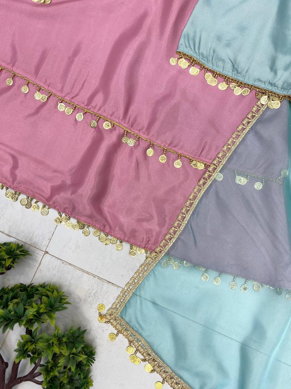 💫✨ EXCLUSIVE PRINTED CRAPE SILK 3-PIECE PLAZO SET-LG-2008 ✨💫