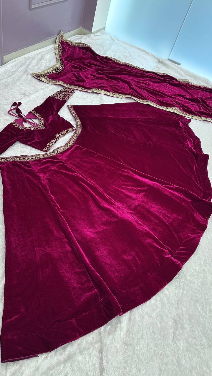 11000 Velvet Designer Lehenga Set-FB|HM-H74