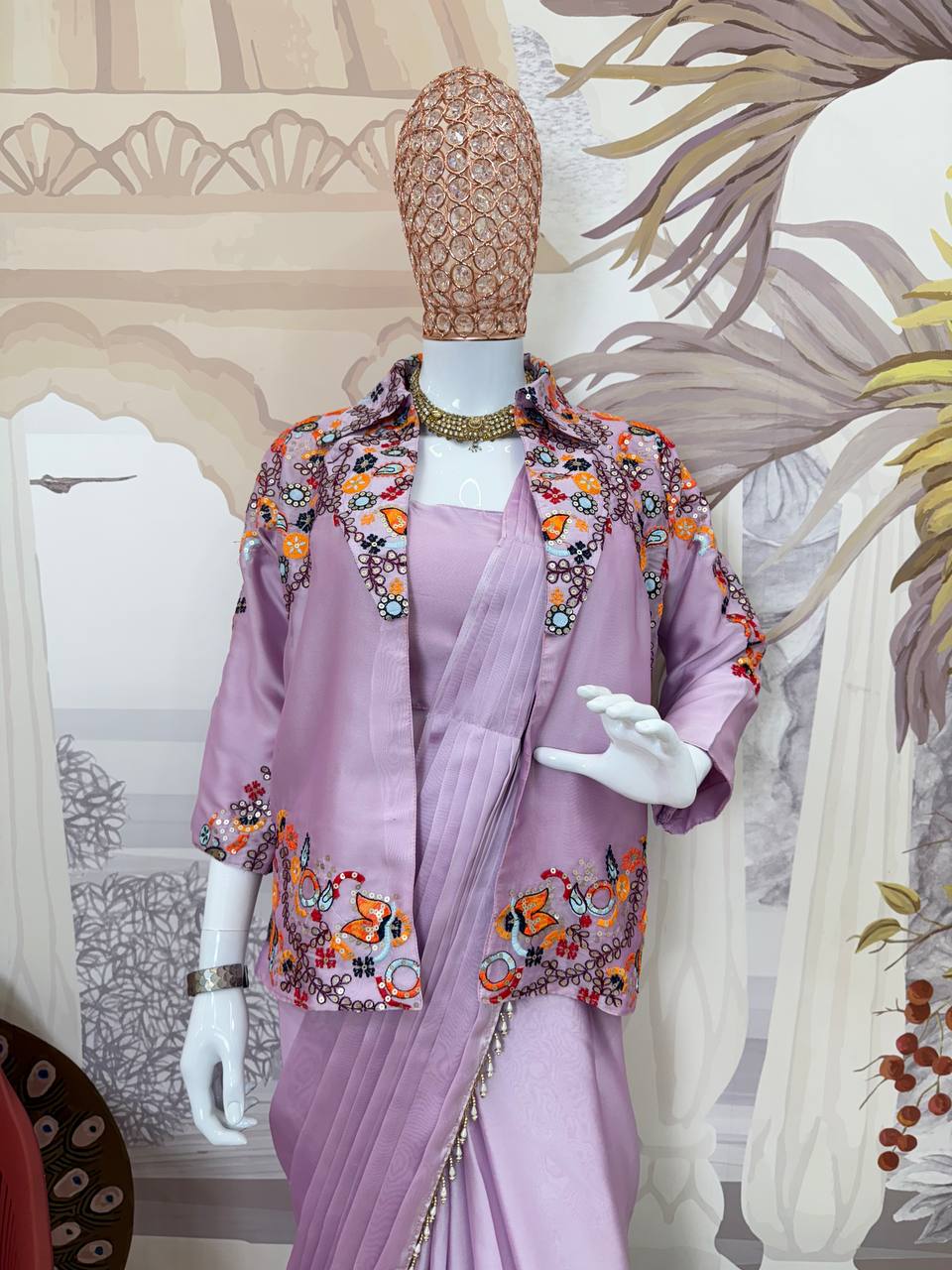 INDO-WESTERN DRAPE SAREE-ST-1115 🚀🚀