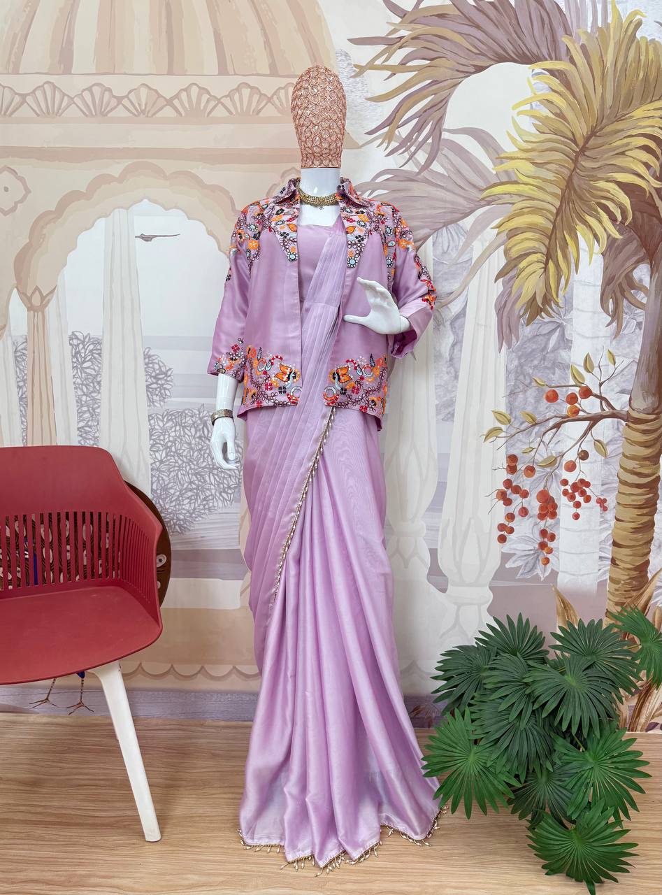 INDO-WESTERN DRAPE SAREE-ST-1115 🚀🚀