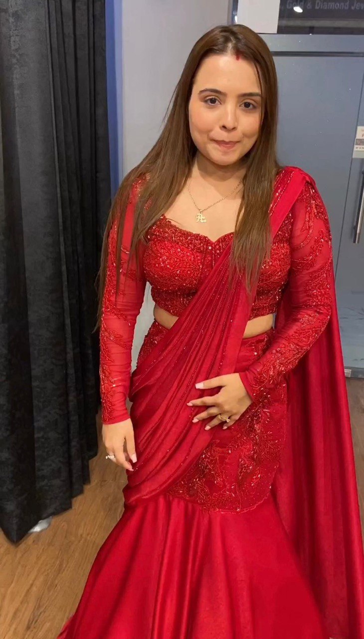 ✨ Glamorous Party Wear – Designer Lehenga Saree ✨