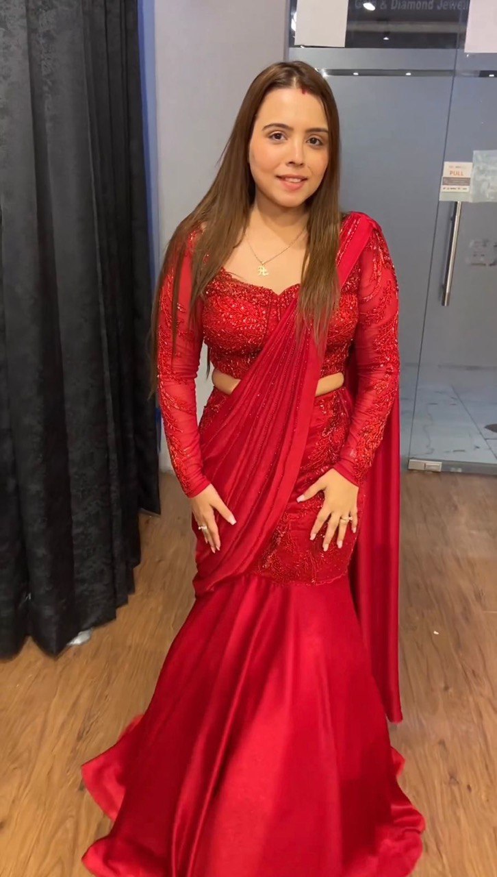 ✨ Glamorous Party Wear – Designer Lehenga Saree ✨