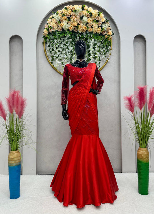 ✨ Glamorous Party Wear – Designer Lehenga Saree ✨