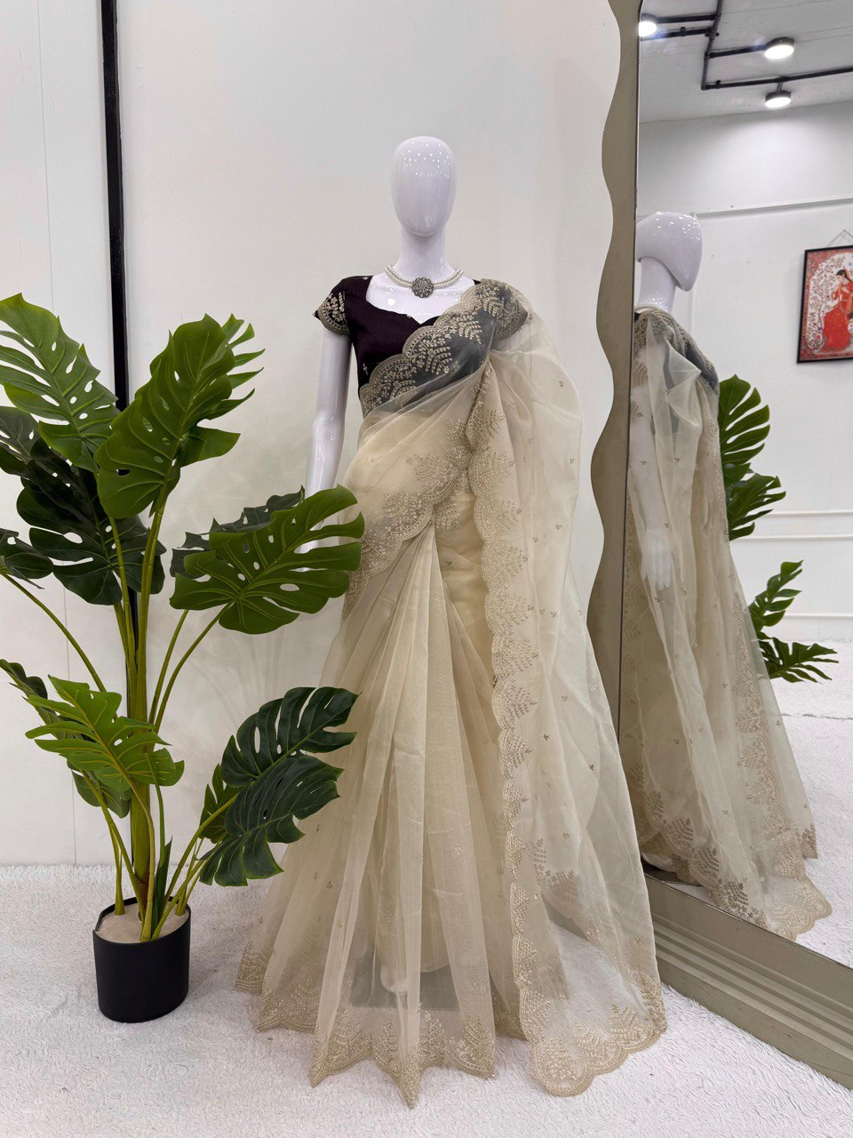 ✨ Elegant Sophistication – Designer Heavy Organza Silk Saree ✨
