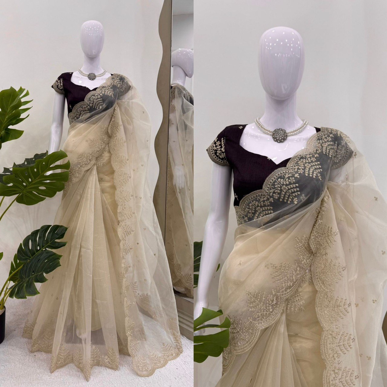 ✨ Elegant Sophistication – Designer Heavy Organza Silk Saree ✨