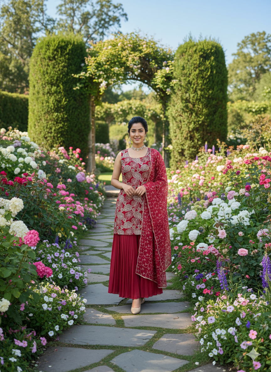 💃 Festive Elegance – 3-Piece Simmer Silk Sharara Set - RTC - 5927 🌟🎀