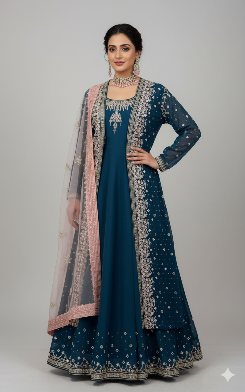 Superhit Festive Gown Set with Heavy Diamond Work! ✨