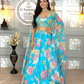 🌸 Turquoise Bloom: Floral Lehenga Set with Embellished Blouse & Dupatta 🌸