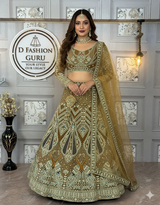 Premium Soft Net Lehenga Choli Set with Coding Sequins Work | Semi-Stitched | Includes Dupatta & Blouse