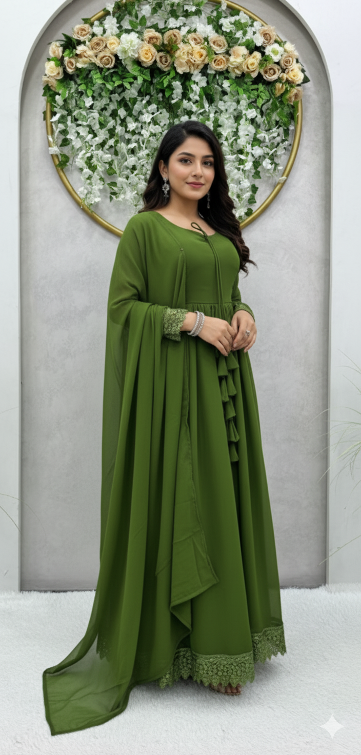 Elegant Lace Georgette Gown Set-KD-1338 💖👗