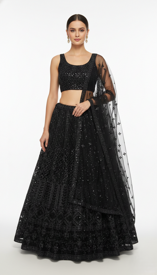 Net Sequin & Dori Work Lehenga Set-FB|HM-H73