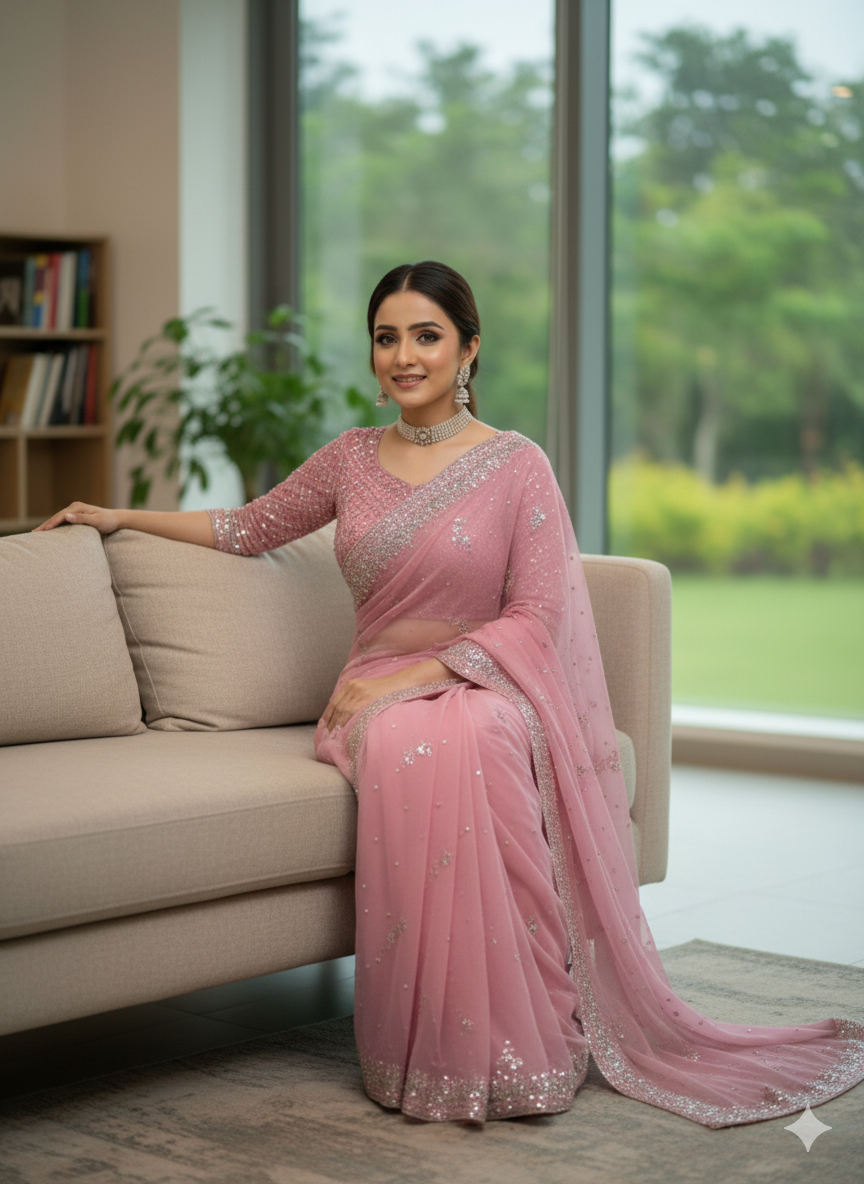 💫 Sequins & Elegance – Premium Designer Saree- KD - 610 👗✨