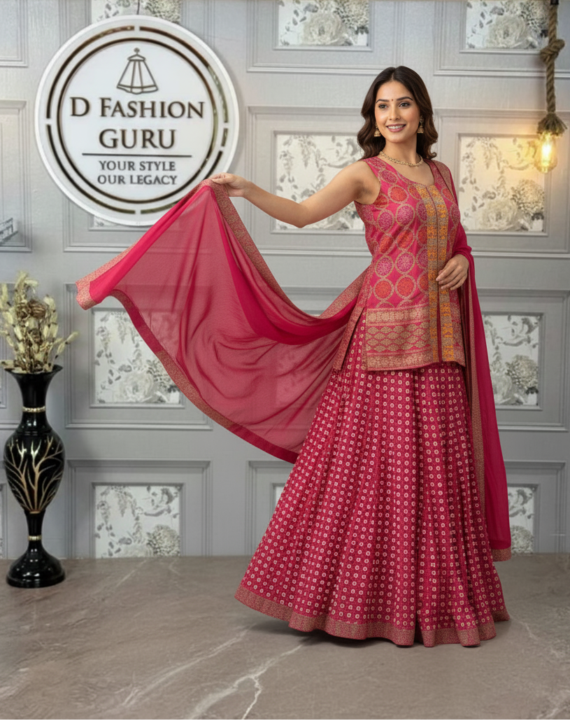 3 PIECE DESIGNER TOP, LEHENGA & DUPATTA SET SET-ST-1118  🥻✨