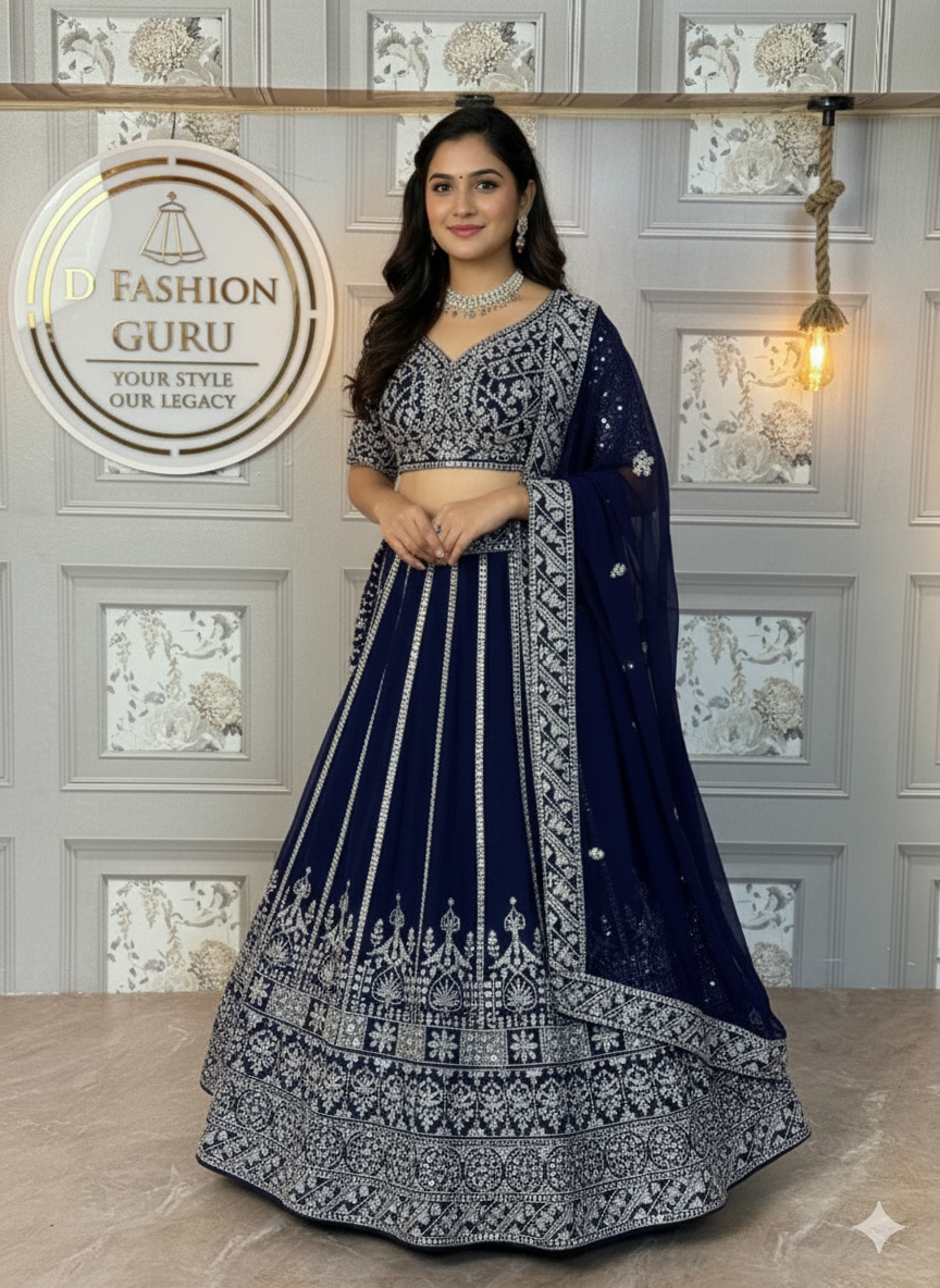 ✨ Glamorous Faux Georgette Lehenga Set with Sequins-1647 ✨💃