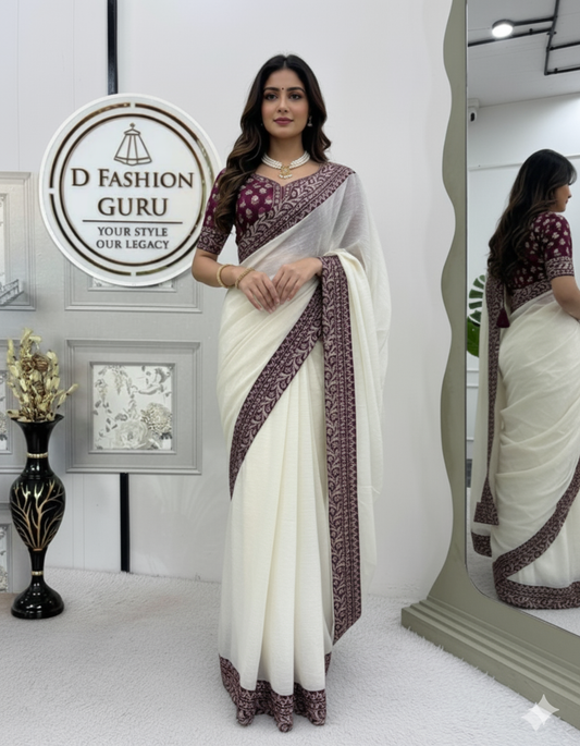 ✨ Graceful Radiance – Designer Crunchy Silk Saree ✨