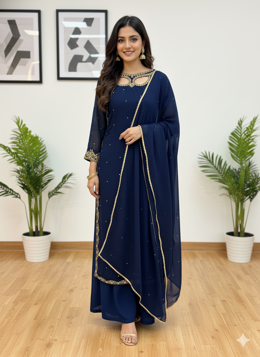 Superhit Pearl-Work Suit Set on Faux Georgette-ST-1125💃🥻