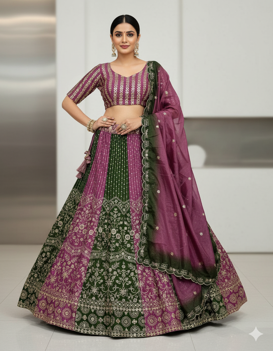Regal Radiance – Chinon Silk Designer Lehenga-DVD-5147 ✨💜💜✨