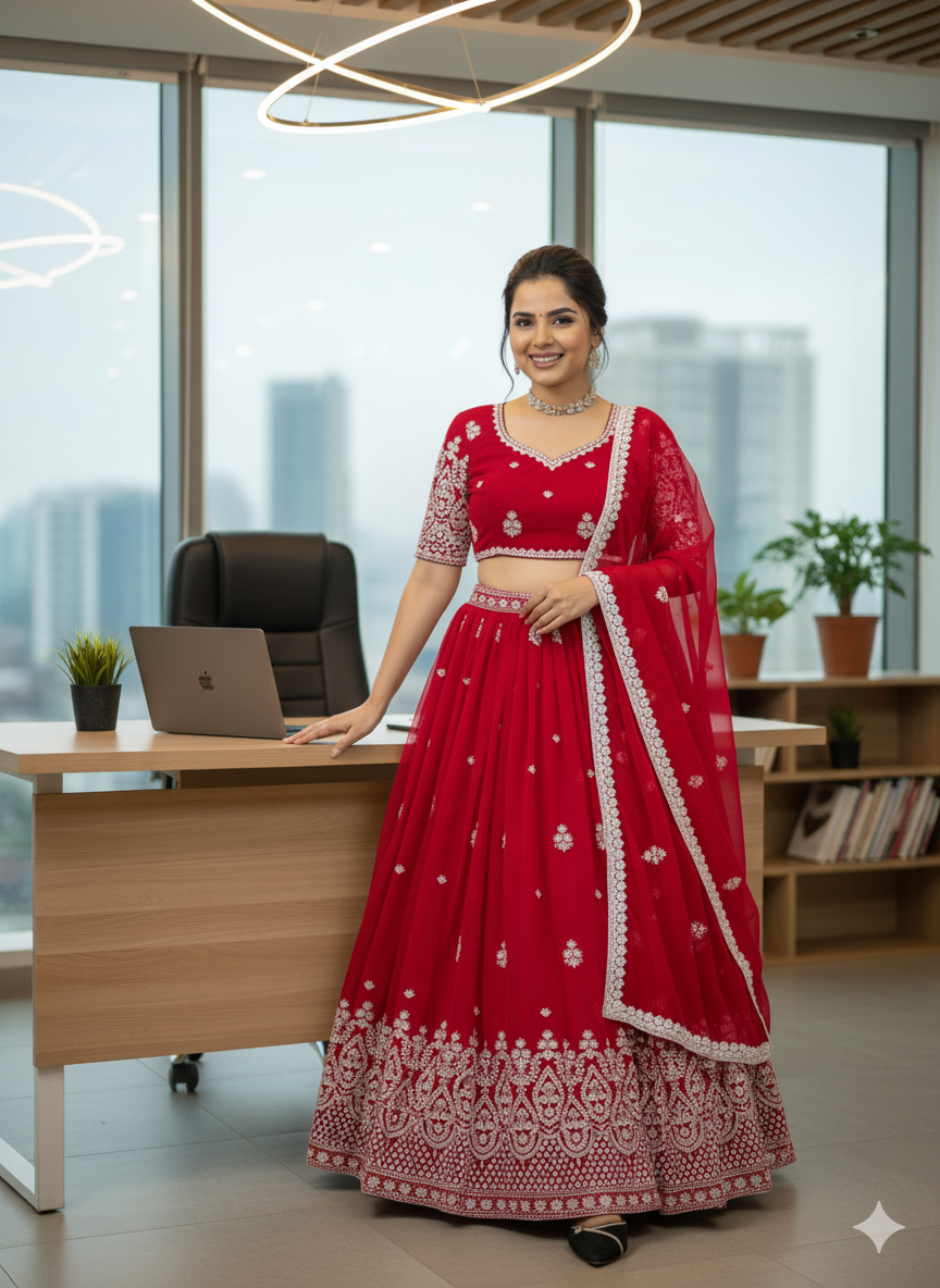 🎀 Thread & Sequins Magic – Lehenga Set - QRC-382✨👘