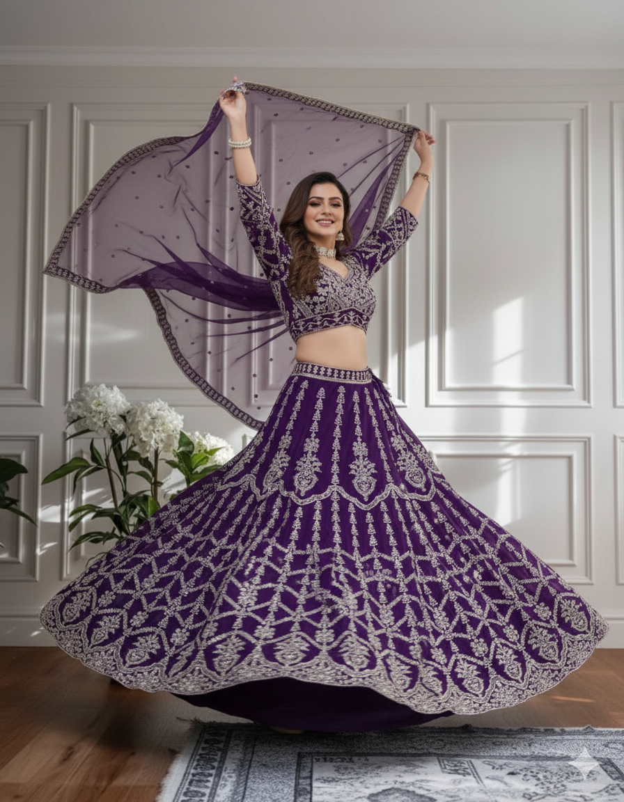 Designer Lehenga Choli – Rich Wine Elegance-DVD-5017 🍷💃🍷
