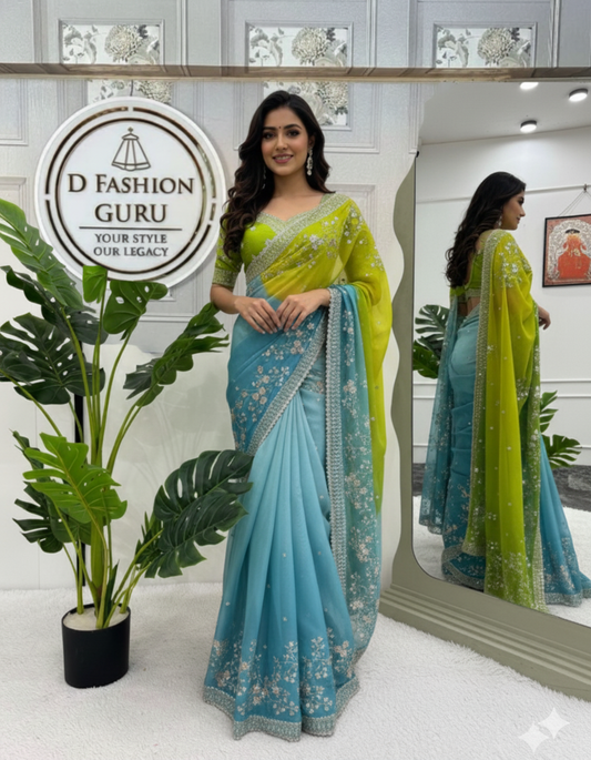 ✨ Radiant Charm – Designer Tabby Silk Saree ✨