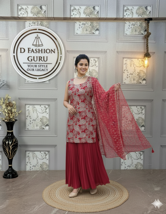 💃 Festive Elegance – 3-Piece Simmer Silk Sharara Set - RTC - 5927 🌟🎀