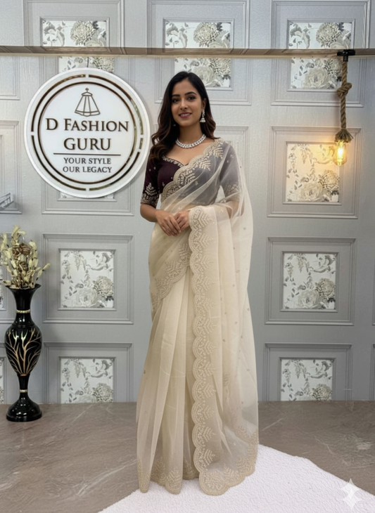 ✨ Elegant Sophistication – Designer Heavy Organza Silk Saree ✨