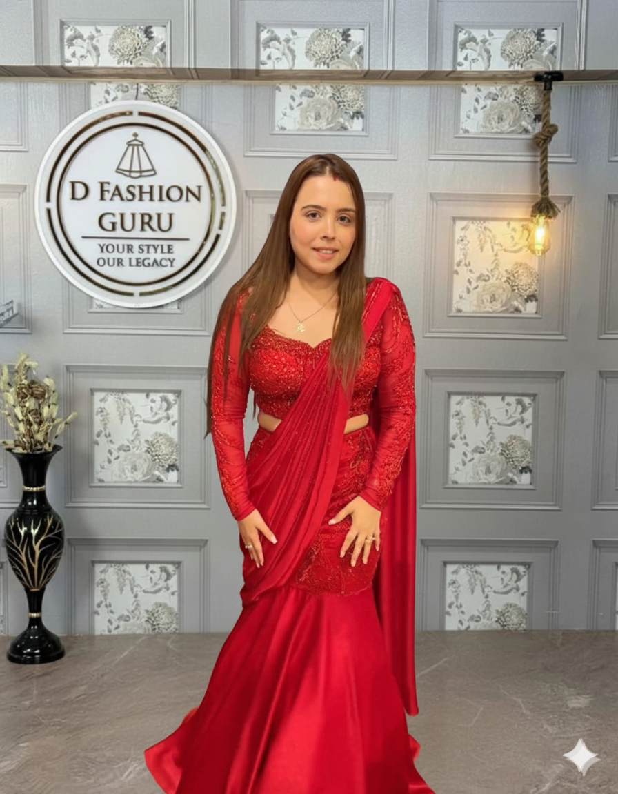✨ Glamorous Party Wear – Designer Lehenga Saree ✨