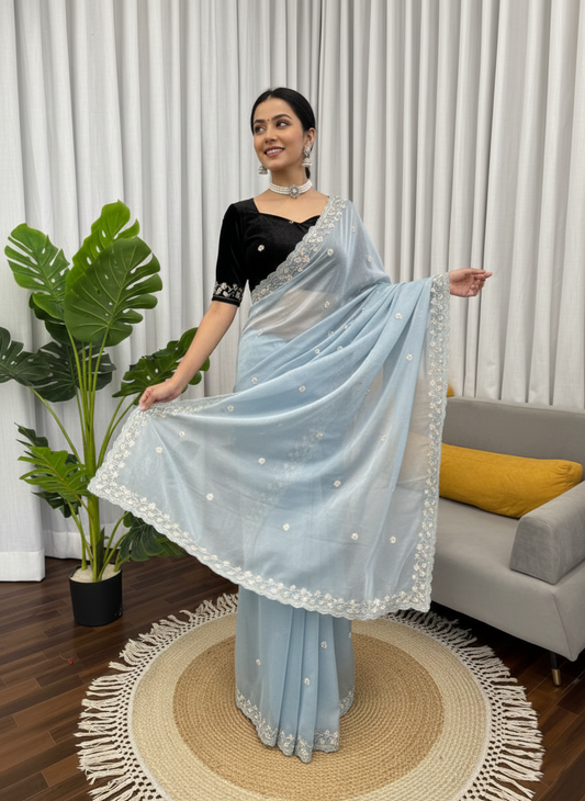 Aarohi Beads Elegance Saree – Fendi Silk Saree | Velvet Blouse-KD-618