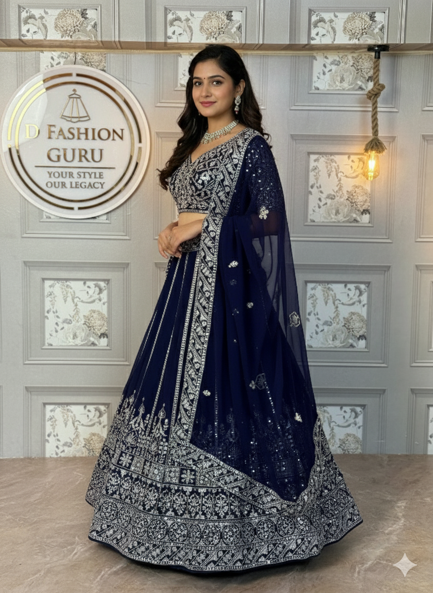 ✨ Glamorous Faux Georgette Lehenga Set with Sequins-1647 ✨💃