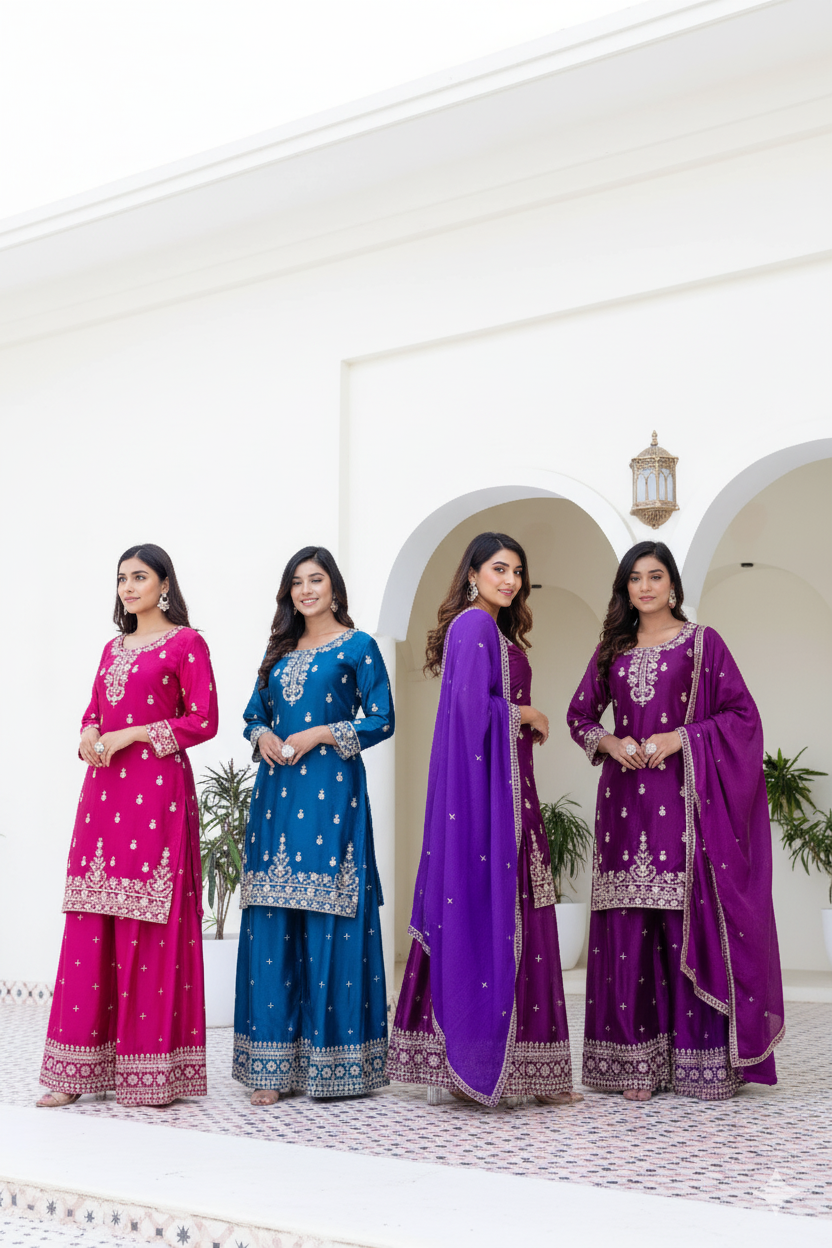 💫 Elegant Embroidery Luxe Suit Set-DVD-5128 💫