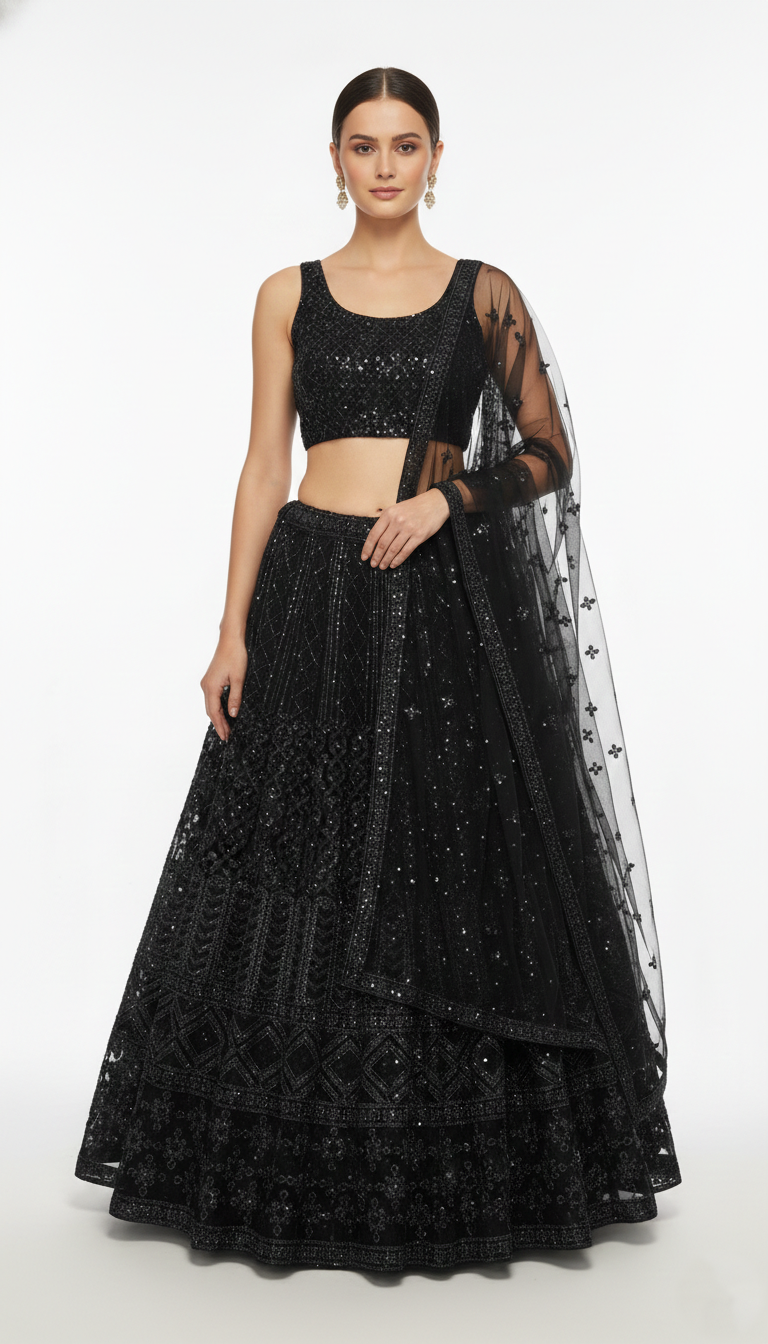 Net Sequin & Dori Work Lehenga Set-FB|HM-H73