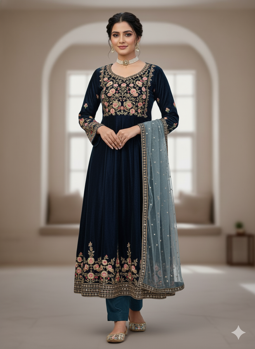 💫 Premium Velvet Elegance Suit Set – Shine in Style - KD - 1488 👗✨