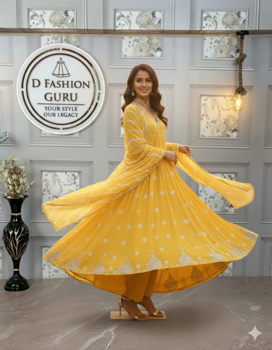 Digital Elegance Faux Georgette Gown Set-KD-1310 ✨👗